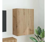 YunCangg Armoire murale flottante en chêne artisanal, 59,5 x 31 x 80 cm, avec 2 portes, pour salon, chambre à coucher, accessoires multimédias
