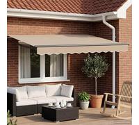 YunCangg Auvent manuel à bras articulé avec LED, 3,5 x 2,5 m, tissu polyester résistant aux intempéries, cadre en aluminium revêtu par pulvérisation, extensible avec manivelle, idéal pour balcon