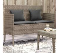 YunCangg Banc de jardin avec coussin et espace de rangement, gris, en polyrotin, résistant aux intempéries, avec accoudoirs et dossier, 113 x 61 x 87 cm, assise d'extérieur pour terrasse, balcon