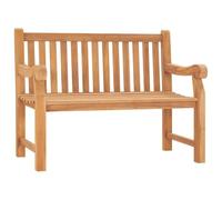 YunCangg Banc de jardin en teck massif avec dossier et accoudoirs, 114 cm, résistant aux intempéries, pour terrasse, balcon et jardin avant, banc en bois solide avec finition naturelle