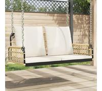 YunCangg Banc suspendu avec coussin, 105 x 58 x 38 cm, rotin synthétique et acier, résistant aux intempéries, pour jardin, terrasse, balcon, avec rembourrage confortable et dossier stable pour une