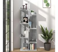 YunCangg Bibliothèque en matériau dérivé du bois avec 8 compartiments, design fin pour salon, chambre à coucher, bureau, rangement polyvalent - Gris béton - 48 x 25,5 x 140 cm