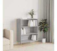YunCangg Bibliothèque grise Sonoma 69,5 x 32,5 x 90 cm, matériau bois avec pieds en métal, 3 compartiments ouverts, étagère sur pied pour livres, décoration et plantes, stable et résistante à
