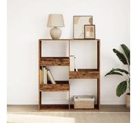 YunCangg Bibliothèque séparateur de pièce, aspect bois vieilli, 100 x 33 x 115 cm, 5 compartiments, étagère sur pied pour salon, bureau