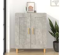 YunCangg Buffet en bois massif d'eucalyptus gris béton, 69,5 x 34 x 90 cm, espace de rangement pour salon et salle à manger, meubles de cuisine, buffet, armoire avec support mural sûr et plaque