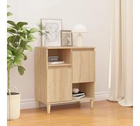 YunCangg Buffet en chêne Sonoma - 60 x 35 x 70 cm - Avec 4 compartiments et 2 portes - Structure solide en bois massif d'eucalyptus - Armoire de rangement polyvalente pour cuisine, salle à manger