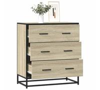 YunCangg Buffet en chêne Sonoma avec structure en métal - 68 x 35 x 76 cm - 3 tiroirs - Meuble de cuisine et de salon - Espace de rangement et aspect industriel pour salle à manger et cuisine