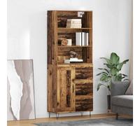 YunCangg Buffet haut avec tiroirs en bois recyclé 69,5 x 32,5 x 180 cm - Buffet en 2 parties avec espace de rangement et aspect moderne pour salle à manger et salon