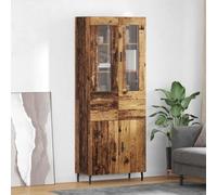 YunCangg Buffet haut avec tiroirs en bois recyclé 69,5 x 34 x 180 cm - Buffet en 2 parties pour salon et salle à manger avec beaucoup d'espace de rangement et design moderne