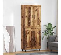 YunCangg Buffet haut en 2 parties en bois recyclé 69,5 x 34 x 180 cm pour salon et salle à manger, meuble de cuisine, buffet avec ferrure en fer solide et beaucoup d'espace de rangement