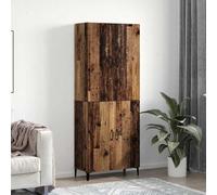 YunCangg Buffet haut en bois recy vec 2 parties, 4 portes à charnières, 69,5 x 34 x 180 cm, buffet pour salle de séjour, durable, avec beaucoup d'espace de rangement et design moderne