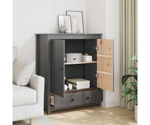 YunCangg Buffet haut en pin massif gris 83 x 41,5 x 100 cm avec 2 compartiments et tiroir - Buffet pour cuisine et salon - Espace de rangement et portes pratiques