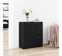 YunCangg Buffet noir aspect chêne 60 x 30 x 70 cm avec tiroir et 4 portes - Buffet moderne pour salon, salle à manger, rangement et organisation élégants