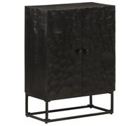 YunCangg Buffet noir en bois de manguier massif et fer 55 x 30 x 76 cm avec espace de rangement et étagère pour salon, chambre à coucher, bureau, couloir pour un rangement ordonné