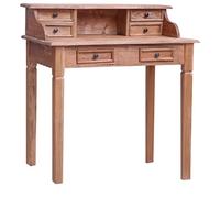 YunCangg Bureau avec tiroirs en bois massif recyclé 90 x 50 x 101 cm, secrétaire avec espace de rangement et étagère, table de travail pour bureau, maison, chambre d'enfant, peu encombrant et