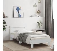 YunCangg Cadre de lit avec tête de lit en bois blanc, 75 x 190 cm, sommier à lattes en contreplaqué robuste, cadre de chambre confortable pour un sommeil réparateur et un bon soutien pendant la
