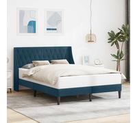 YunCangg Cadre de lit avec tête de lit en velours bleu 120 x 200 cm, cadre de lit stable avec sommier à lattes, design moderne pour chambre à coucher, durable et facile d'entretien