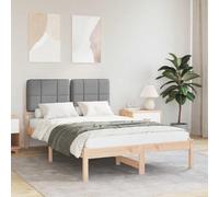 YunCangg Cadre de lit avec tête de lit rembourrée, gris clair, 120 x 200 cm, en pin massif, sommier à lattes, sans sommier tapissier, pour chambre moderne, confort et montage facile