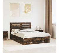 YunCangg Cadre de lit avec tiroirs et tête de lit en bois - Lit de rangement moderne pour chambre à coucher - 90 x 200 cm - Cadre en bois durable avec poignées en métal