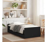 YunCangg Cadre de lit avec tiroirs, noir, 90 x 190 cm, en bois avec lattes de contreplaqué robustes et beaucoup d'espace de rangement pour la chambre à coucher, cadre de lit moderne à plate-forme