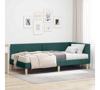 YunCangg Cadre de lit d'angle, avec matelas vert, lit simple 90 x 200 cm, cadre à lattes en contreplaqué, tête de lit murale, matelas respirant, ensemble de chambre à coucher moderne, durable et