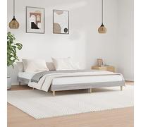 YunCangg Cadre de lit gris Sonoma 200 x 200 cm en bois avec lattes de contreplaqué - Cadre en bois solide pour chambre à coucher - Design moderne avec pieds en bois d'eucalyptus - Matelas de couchage