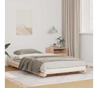 YunCangg Cadre de lit marron en pin massif 75 x 190 cm avec cadre en métal, cadre simple stable pour matelas de 70 x 190 cm, chambre moderne, solution de sommeil peu encombrante