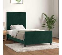 YunCangg Cadre de lit vert foncé, 90 x 200 cm, en velours, avec tête réglable en hauteur, cadre en métal robuste, zone de couchage confortable, pour chambre à coucher, sans matelas