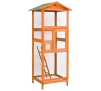 YunCangg Cage à oiseaux en épicéa massif 68 x 62 x 166 cm avec grille métallique, toit imperméable, échelle, tiroir, deux portes pour enclos de petits animaux, volière pour rongeurs, roue libre et
