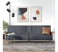 YunCangg Canapé-lit avec porte-gobelets, en velours gris foncé, dossier réglable, fonction de charge USB, pieds en métal, 224 x 89 x 70 cm, pour salon et chambre d'amis
