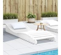 YunCangg Chaise longue blanche en pin massif 205 x 70 x 31,5 cm ergonomique réglable avec design à lattes pour jardin, terrasse, balcon, piscine, se détendre et se détendre