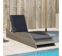 YunCangg Chaise longue de jardin avec coussin, gris, 60 x 205 x 73 cm, en polyrotin, réglable, résistant aux intempéries, pliable, avec coussin, pour balcon, terrasse, piscine, extérieur