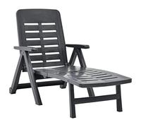YunCangg Chaise longue pliante en plastique anthracite, résistante aux intempéries, réglable, pliable, 72 x 189 x 96 cm, idéale pour le jardin, la terrasse, le balcon, l'extérieur, se détendre avec
