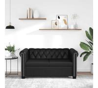 YunCangg Chesterfield Canapé 2 places, en cuir synthétique, noir, design classique avec agrafage à boutons, cadre en bois robuste, élégant canapé de salon pour bureau et maison