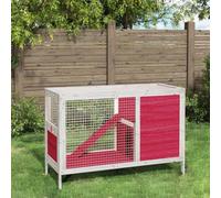 YunCangg Clapier en pin massif - 103 x 44 x 69,5 cm - Avec rampe et étage - Rouge - Avec enclos en treillis - Cage sûre pour petits animaux - Pour lapins, cochons d'Inde, hamsters et rongeurs