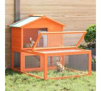 YunCangg Clapier pour petits animaux en bois de sapin laqué avec 2 étages, grillage métallique, rampe antidérapante, sol extensible, toit résistant aux intempéries, grand enclos pour lapins, cochons