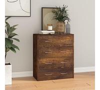 YunCangg Commode à 4 tiroirs Chêne fumé 60 x 30,5 x 71 cm Buffet armoire pour salon, cuisine, espace de rangement et ordre, surface stable, utilisation polyvalente