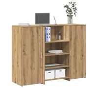 YunCangg Comptoir de réception en chêne Artisan, 135 x 50 x 103,5 cm, avec espace de rangement et compartiment de rangement, polyvalent pour le bureau et la réception, construction stable pour un