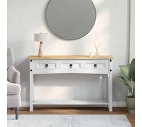 YunCangg Corona Table d'appoint avec tiroirs Blanc en pin massif 114 x 34,5 x 73 cm avec espace de rangement pour salon, chambre à coucher, bureau et couloir