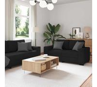 YunCangg Ensemble de 2 canapés de salon en tissu noir avec coussins, cadre en bois et métal robuste, rembourrage confortable pour la maison et le bureau, canapé modulaire sectionnel