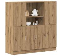 YunCangg Ensemble de 3 armoires de cuisine en chêne artisanal - 133 cm de large - Avec grand espace de rangement - Pour cuisine, salle à manger et bureau