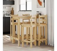 YunCangg Ensemble de bar 5 pièces en pin massif avec 4 chaises de bar et table de bar 112 x 57 x 101 cm Ensemble de cuisine pour petit-déjeuner, repas et assise confortable dans le salon