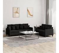 YunCangg Ensemble de canapé 2 pièces en tissu noir, 138/198 cm de large, avec 8 grands et 10 petits coussins, rembourrage confortable pour le salon, résistant et stable