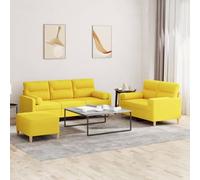 YunCangg Ensemble de canapé 3 pièces confortable en tissu jaune clair, canapé 2 places, canapé 3 places et repose-pieds, canapé sectionnel modulaire avec coussins pour la maison