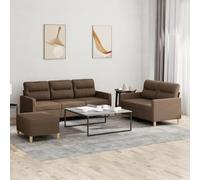 YunCangg Ensemble de canapé 3 pièces en tissu marron, canapé sectionnel modulaire avec coussin, ensemble de salon robuste pour une détente confortable, résistant, 110 kg par siège