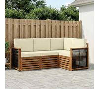 YunCangg Ensemble de canapé 4 pièces en bois d'acacia massif avec coussins, surface laquée, modulaire pour jardin, terrasse, balcon, salon confortable pour se détendre et se réunir convivial