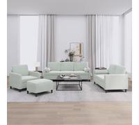 YunCangg Ensemble de canapé 4 pièces en velours gris clair, canapé modulaire sectionnel avec fauteuil, 2 places, 3 places, repose-pieds et coussin, robuste