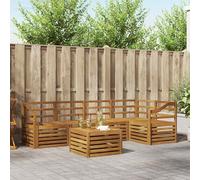 YunCangg Ensemble de canapé d'angle 6 pièces en bois d'acacia massif naturel, ensemble modulaire complet pour jardin, terrasse, balcon, avec rangement et peu encombrant, pour se détendre et manger