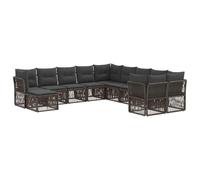 YunCangg Ensemble de canapé de jardin 11 pièces gris en polyrotin moderne résistant aux intempéries modulaire pour terrasse, balcon, jardin