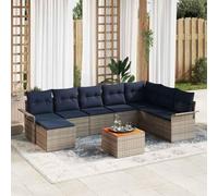 YunCangg Ensemble de canapé de jardin avec coussins, 9 pièces, en polyrotin, gris, modulable, résistant aux intempéries, pour terrasse, balcon et jardin, salon de jardin avec table et salon pour se